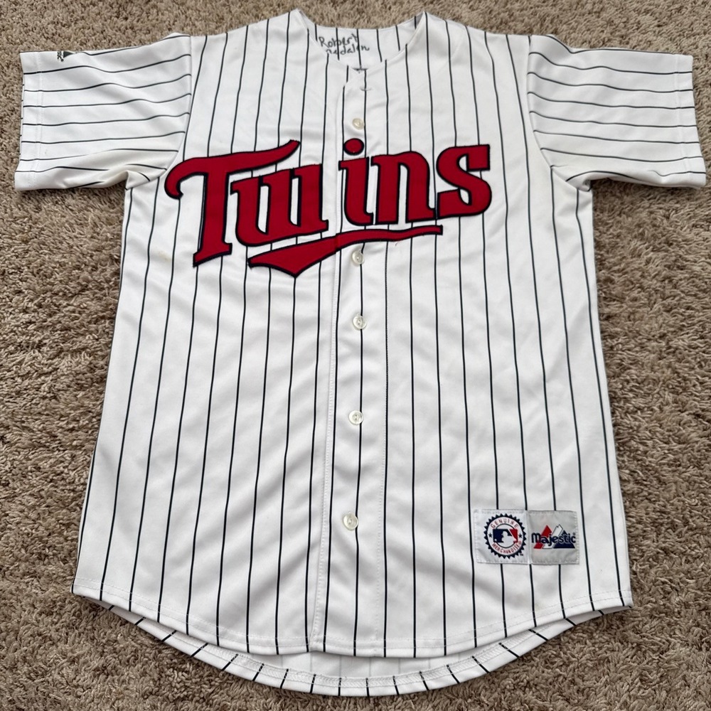 Majestic Minnesota Twins Mientkiewicz 16 Pinstripe Baseball Jersey Medium